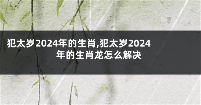 犯太岁2024年的生肖,犯太岁2024年的生肖龙怎么解决