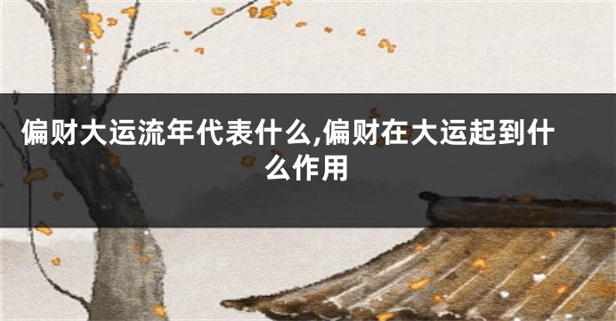 偏财大运流年代表什么,偏财在大运起到什么作用