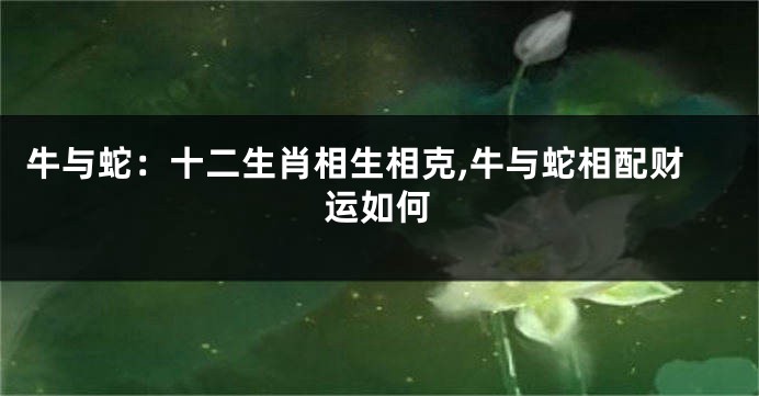 牛与蛇：十二生肖相生相克,牛与蛇相配财运如何