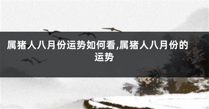属猪人八月份运势如何看,属猪人八月份的运势