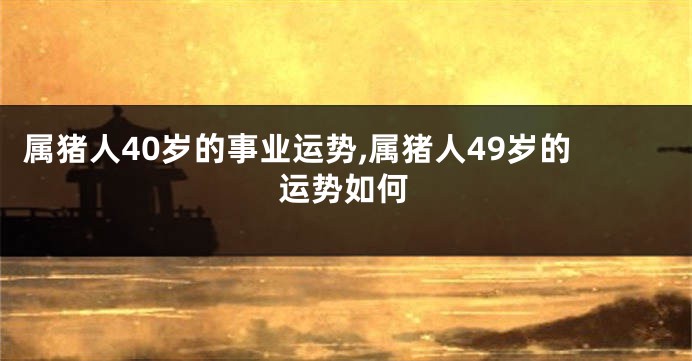 属猪人40岁的事业运势,属猪人49岁的运势如何