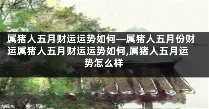 属猪人五月财运运势如何—属猪人五月份财运属猪人五月财运运势如何,属猪人五月运势怎么样