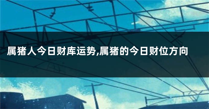 属猪人今日财库运势,属猪的今日财位方向