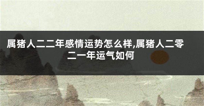 属猪人二二年感情运势怎么样,属猪人二零二一年运气如何