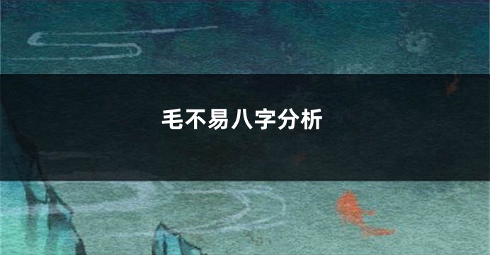 毛不易八字分析