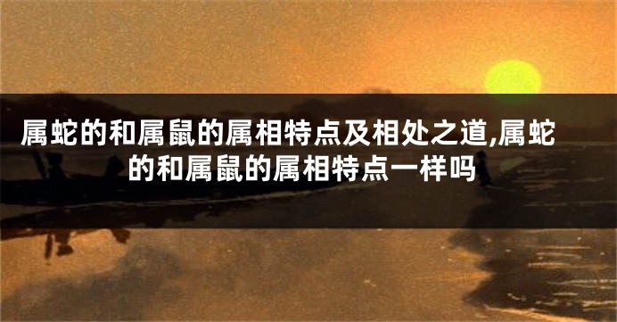 属蛇的和属鼠的属相特点及相处之道,属蛇的和属鼠的属相特点一样吗
