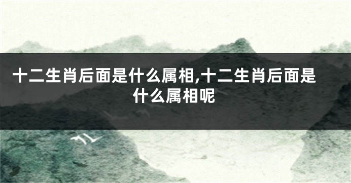 十二生肖后面是什么属相,十二生肖后面是什么属相呢