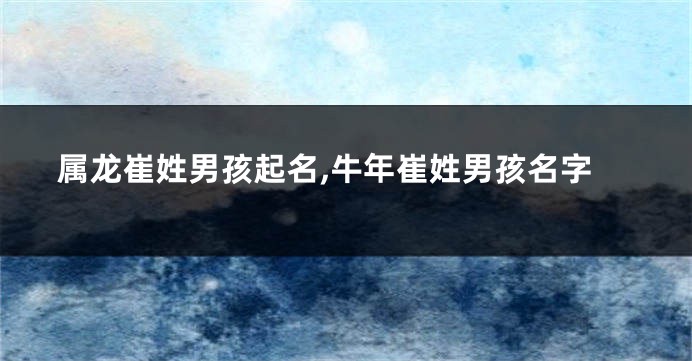 属龙崔姓男孩起名,牛年崔姓男孩名字