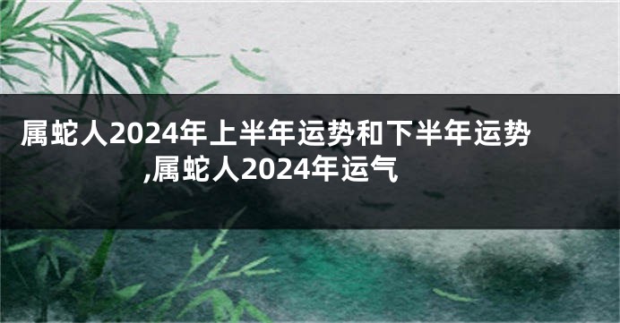 属蛇人2024年上半年运势和下半年运势,属蛇人2024年运气