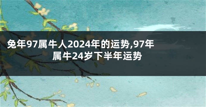 兔年97属牛人2024年的运势,97年属牛24岁下半年运势