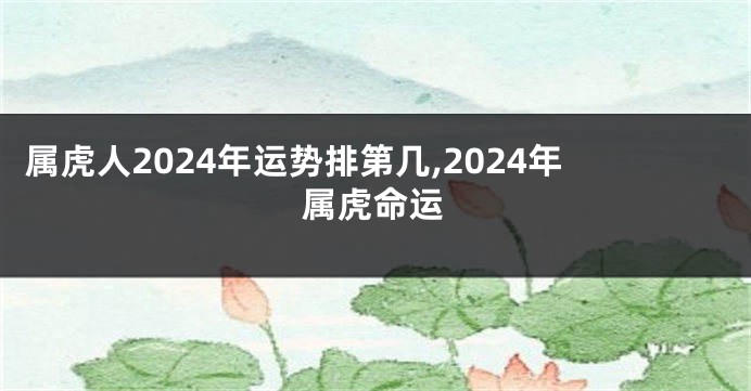 属虎人2024年运势排第几,2024年属虎命运