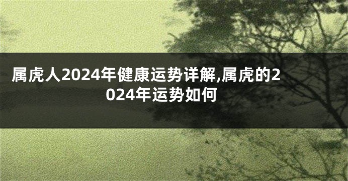 属虎人2024年健康运势详解,属虎的2024年运势如何