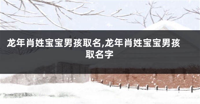 龙年肖姓宝宝男孩取名,龙年肖姓宝宝男孩取名字