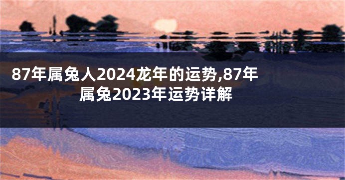 87年属兔人2024龙年的运势,87年属兔2023年运势详解