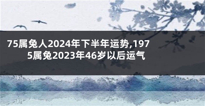 75属兔人2024年下半年运势,1975属兔2023年46岁以后运气