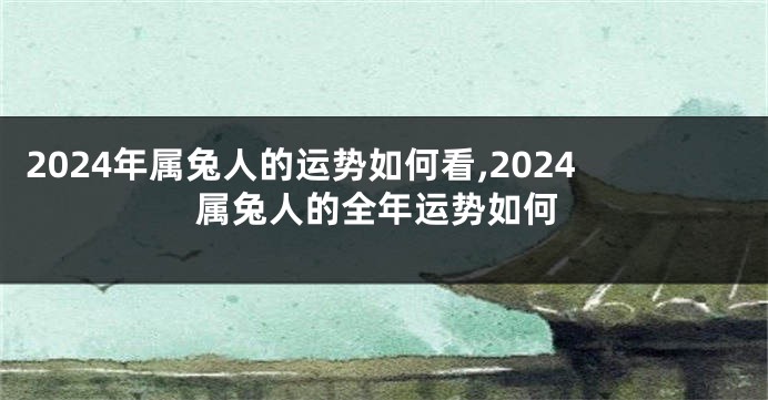 2024年属兔人的运势如何看,2024属兔人的全年运势如何
