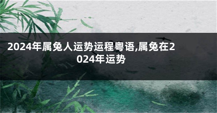 2024年属兔人运势运程粤语,属兔在2024年运势