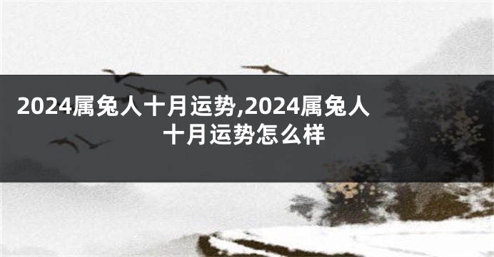 2024属兔人十月运势,2024属兔人十月运势怎么样