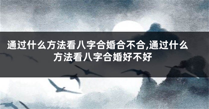 通过什么方法看八字合婚合不合,通过什么方法看八字合婚好不好