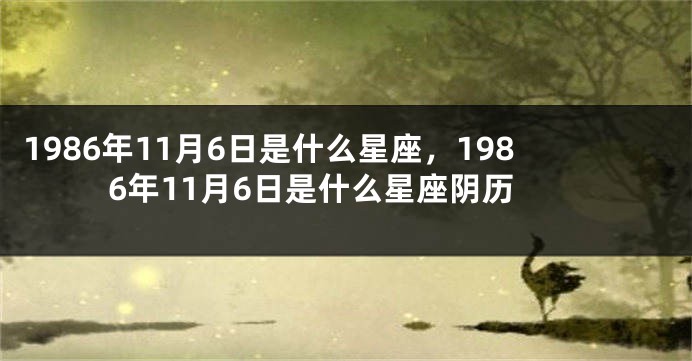 1986年11月6日是什么星座，1986年11月6日是什么星座阴历