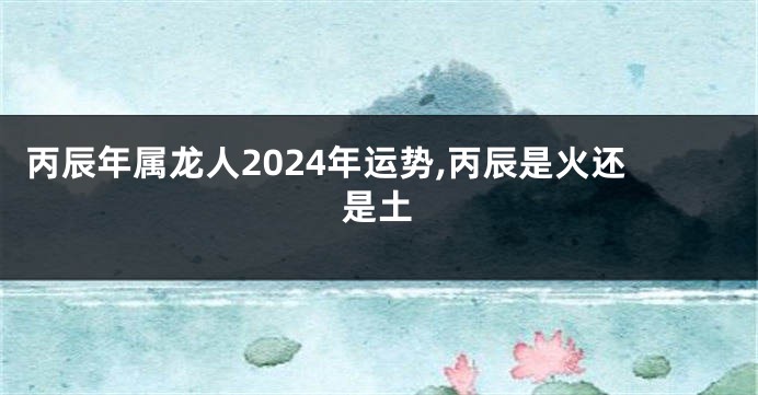 丙辰年属龙人2024年运势,丙辰是火还是土