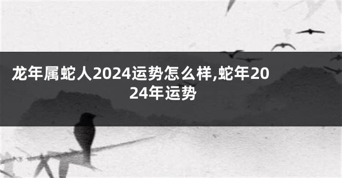 龙年属蛇人2024运势怎么样,蛇年2024年运势