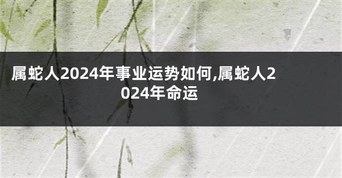 属蛇人2024年事业运势如何,属蛇人2024年命运