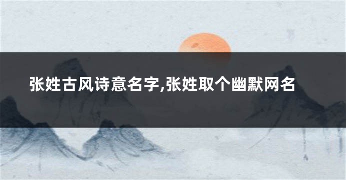 张姓古风诗意名字,张姓取个幽默网名