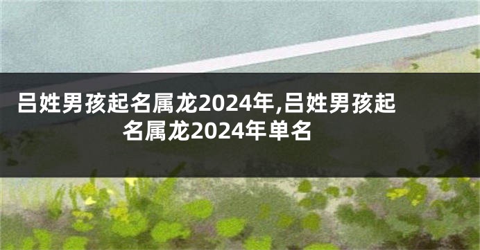 吕姓男孩起名属龙2024年,吕姓男孩起名属龙2024年单名