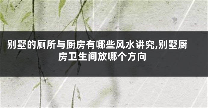 别墅的厕所与厨房有哪些风水讲究,别墅厨房卫生间放哪个方向