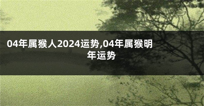 04年属猴人2024运势,04年属猴明年运势
