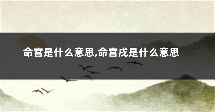 命宫是什么意思,命宫戌是什么意思