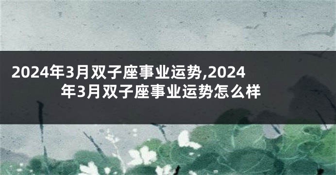 2024年3月双子座事业运势,2024年3月双子座事业运势怎么样