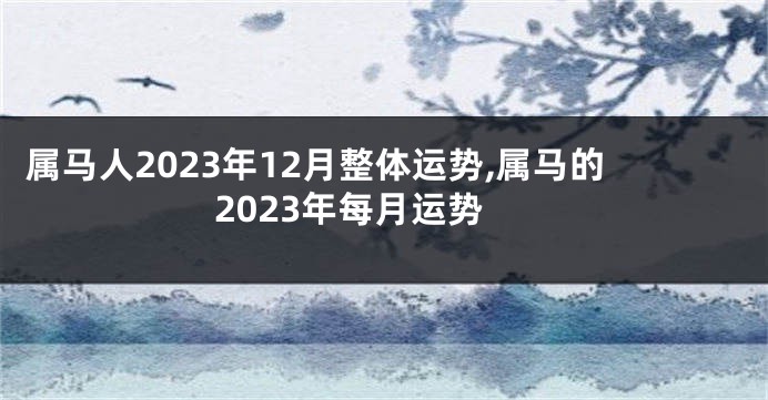 属马人2023年12月整体运势,属马的2023年每月运势