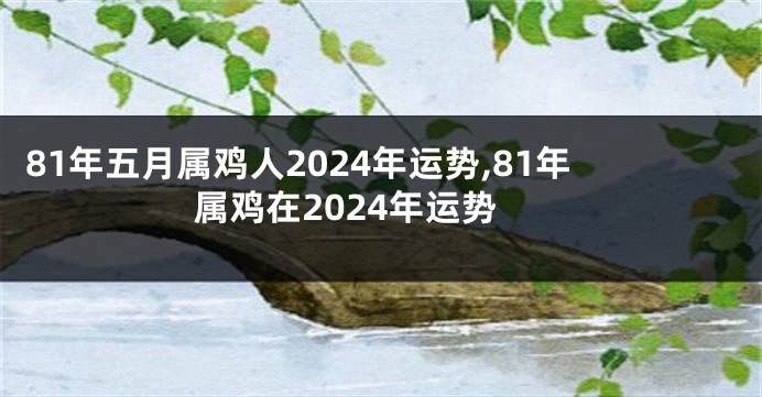 81年五月属鸡人2024年运势,81年属鸡在2024年运势