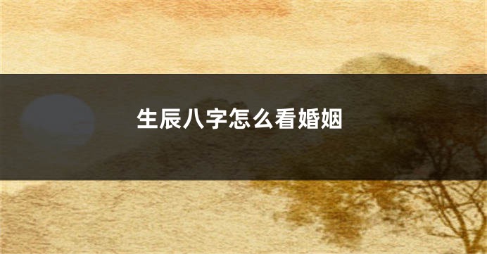 生辰八字怎么看婚姻