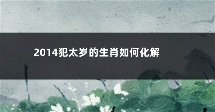 2014犯太岁的生肖如何化解