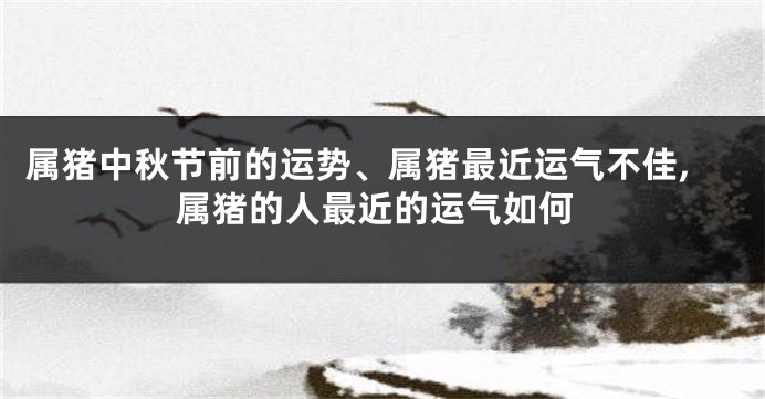 属猪中秋节前的运势、属猪最近运气不佳,属猪的人最近的运气如何