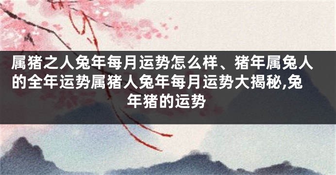 属猪之人兔年每月运势怎么样、猪年属兔人的全年运势属猪人兔年每月运势大揭秘,兔年猪的运势