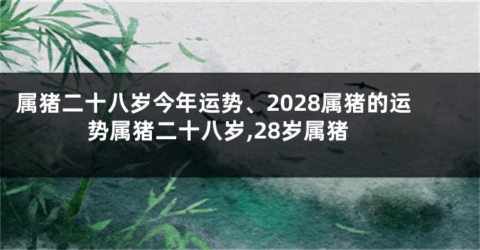 属猪二十八岁今年运势、2028属猪的运势属猪二十八岁,28岁属猪