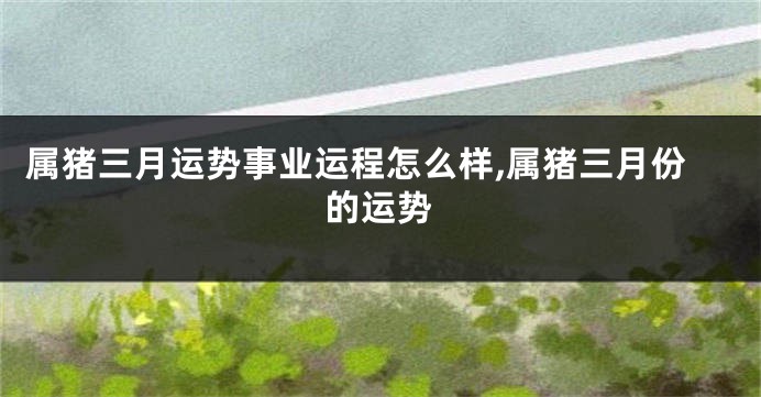 属猪三月运势事业运程怎么样,属猪三月份的运势