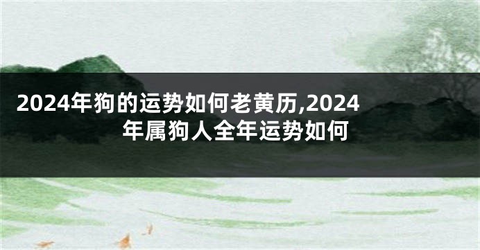 2024年狗的运势如何老黄历,2024年属狗人全年运势如何