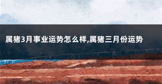 属猪3月事业运势怎么样,属猪三月份运势