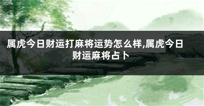 属虎今日财运打麻将运势怎么样,属虎今日财运麻将占卜