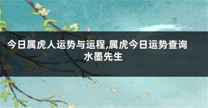 今日属虎人运势与运程,属虎今日运势查询水墨先生