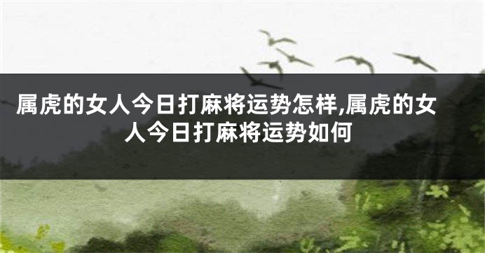 属虎的女人今日打麻将运势怎样,属虎的女人今日打麻将运势如何