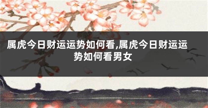 属虎今日财运运势如何看,属虎今日财运运势如何看男女