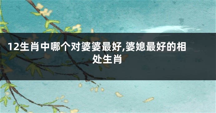 12生肖中哪个对婆婆最好,婆媳最好的相处生肖