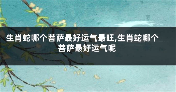 生肖蛇哪个菩萨最好运气最旺,生肖蛇哪个菩萨最好运气呢