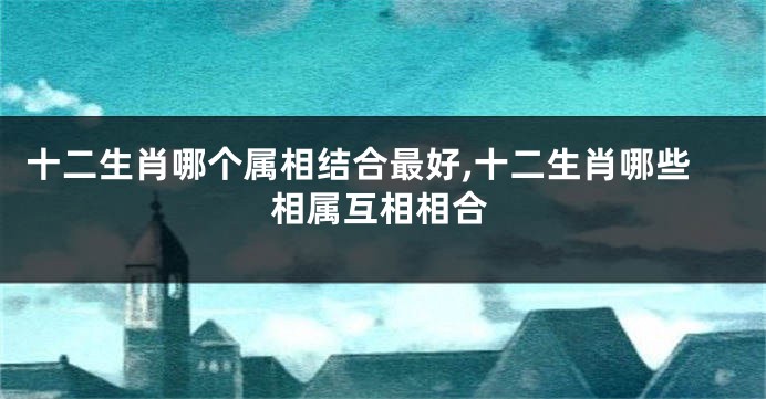 十二生肖哪个属相结合最好,十二生肖哪些相属互相相合